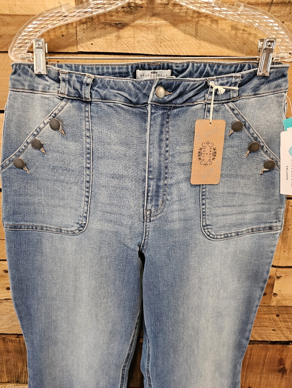 Mason & Belle Faded Light Blue Flare Sailor Jeans size 12/31 - Picture 2 of 7